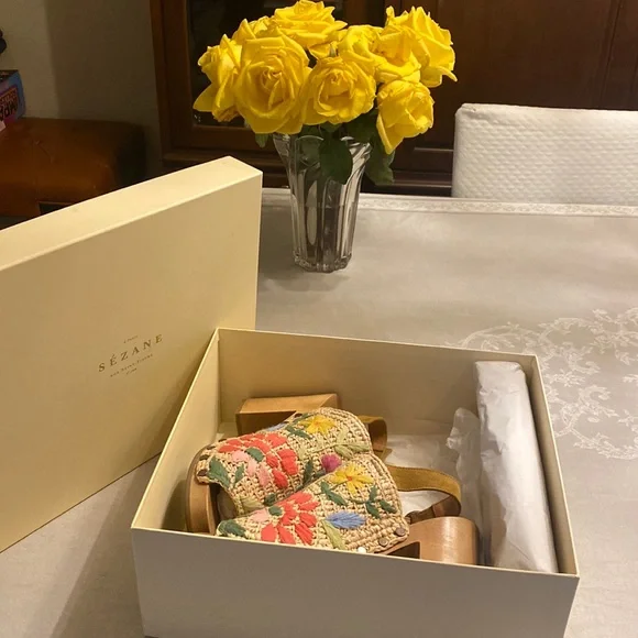 Sezane Multicolor Embroidered Platform Sandals - Picture 4 of 6